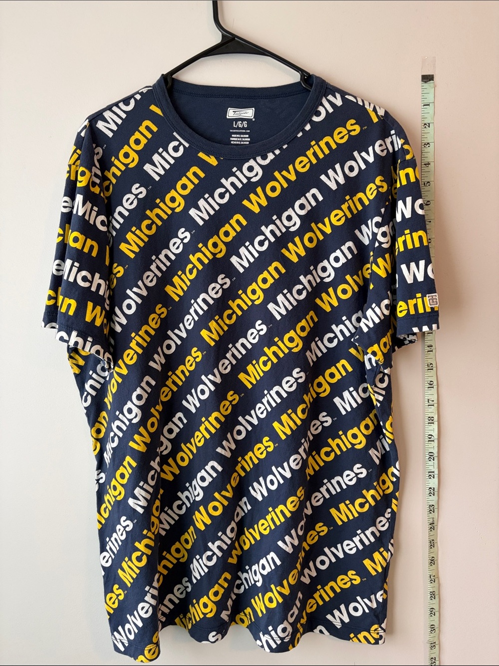 Michigan Wolverines Navy & Yellow Allover Print Short Sleeve Tee